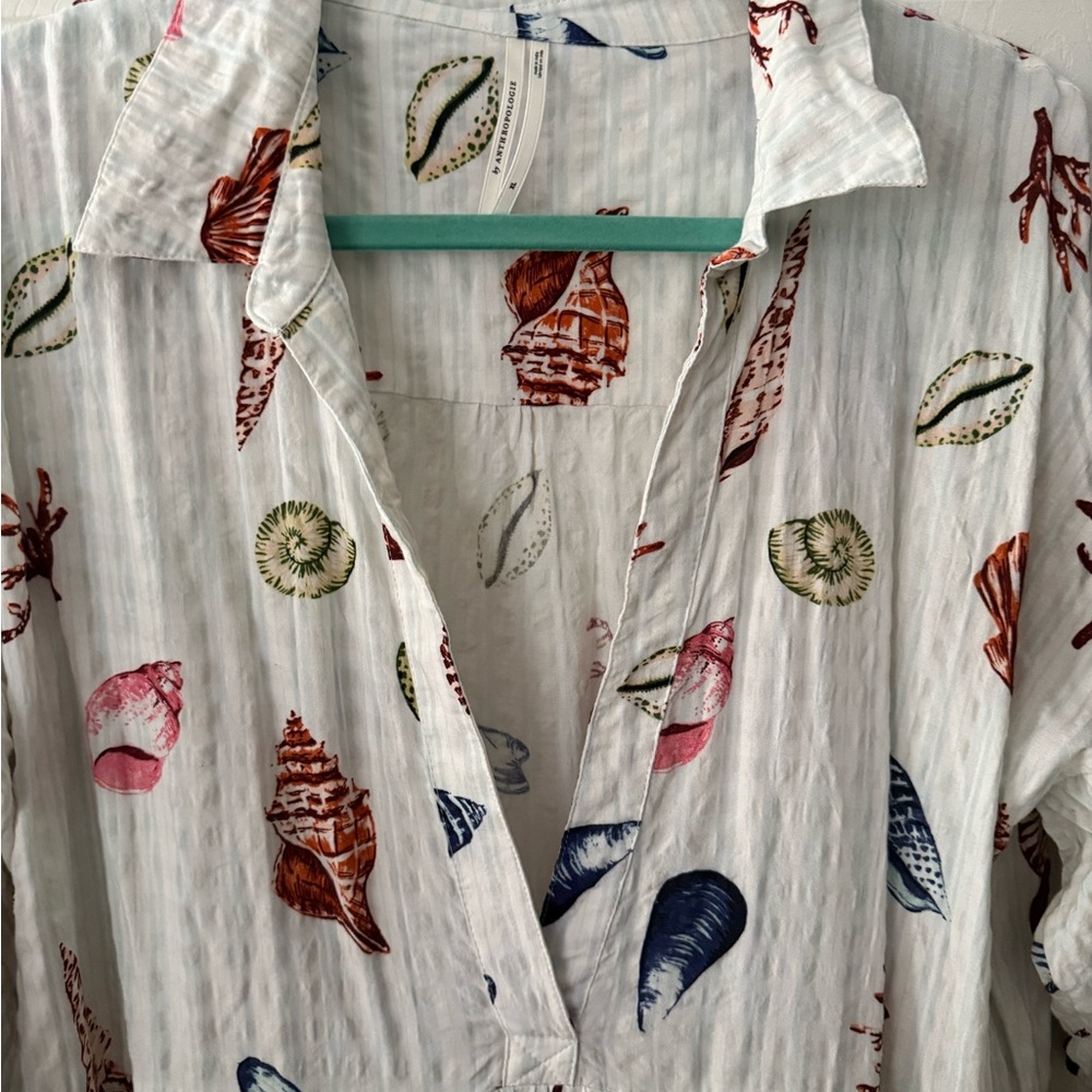 Anthropologie White Maxi Dress with Colorful Pattern - Picture 4 of 5